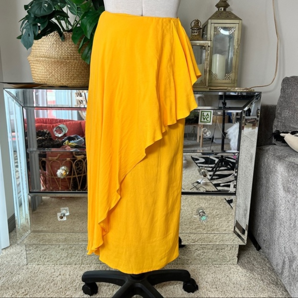 Paper Crane marigold yellow midi skirt